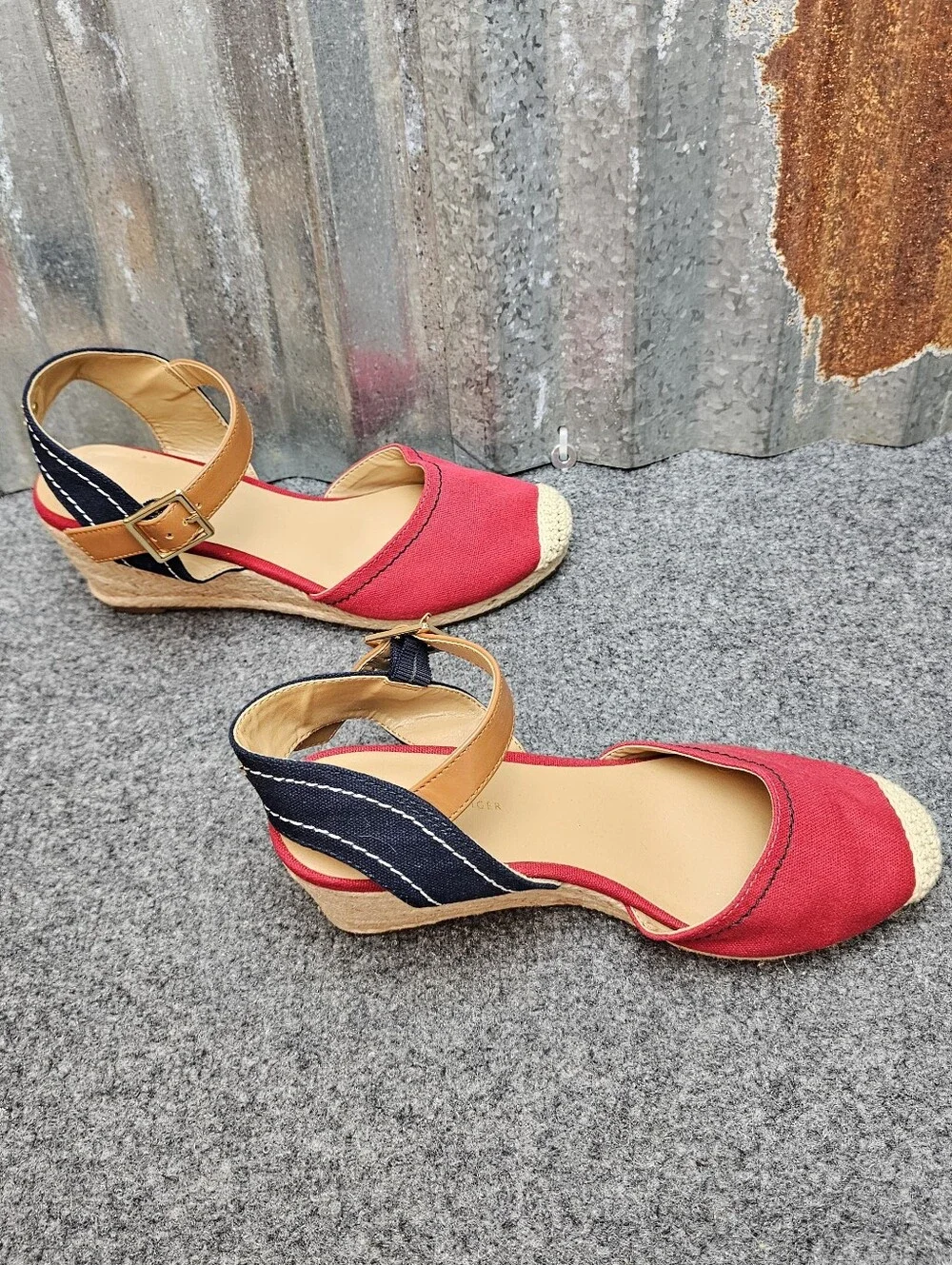Tommy Hilfiger Women's Nilsa Closed-Toe Espadrille Wedge Sandals – Red/Navy/Tan